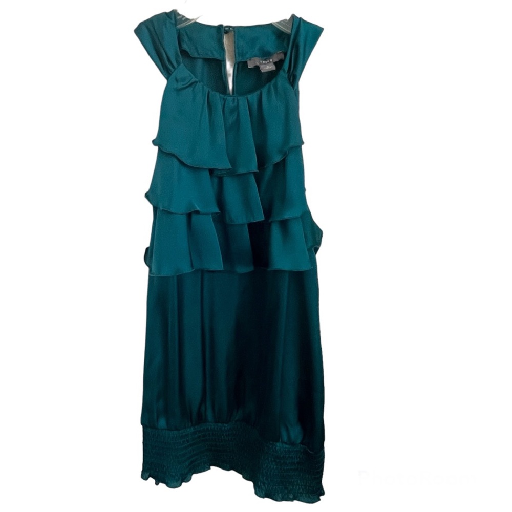 Apt 9 Sleeveless Emerald Top with Ruffle Tiers - S